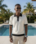 Polo homme manches courtes bicolore blanc et noir