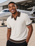 Polo homme manches courtes bicolore blanc et marron