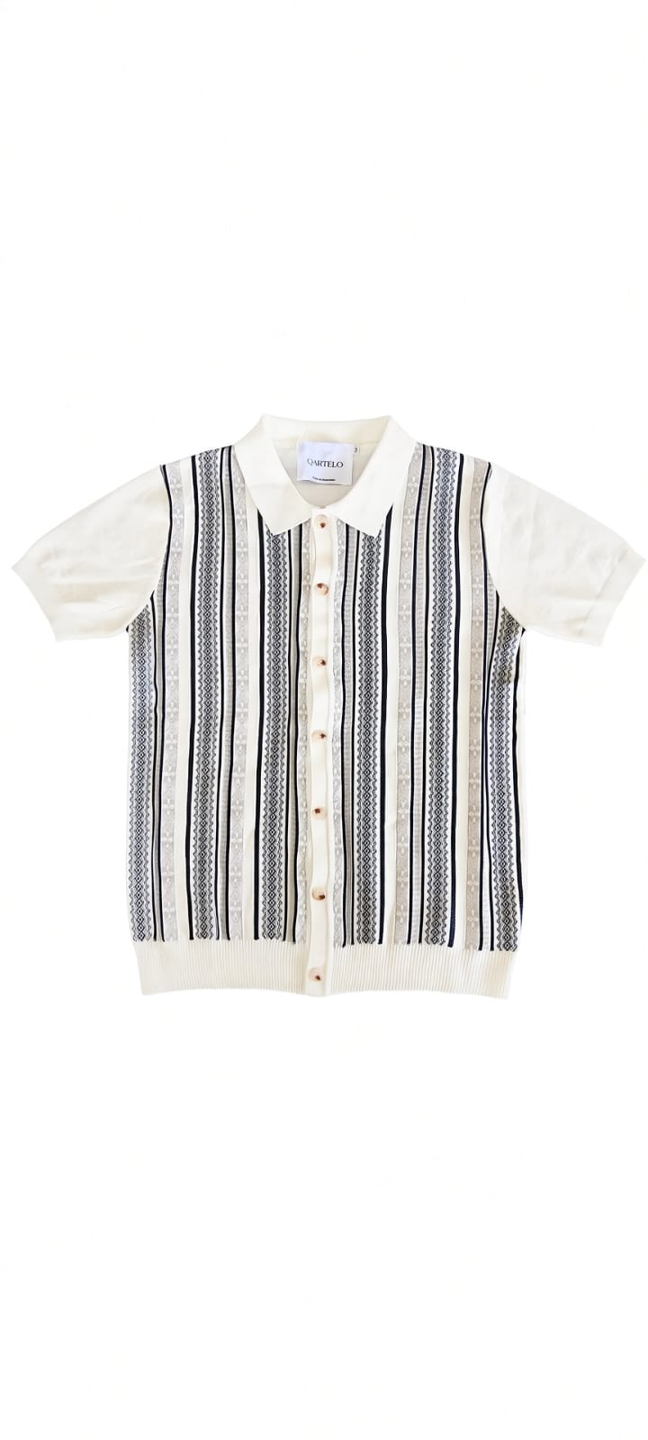 Polo homme manches courtes rayé blanc et gris