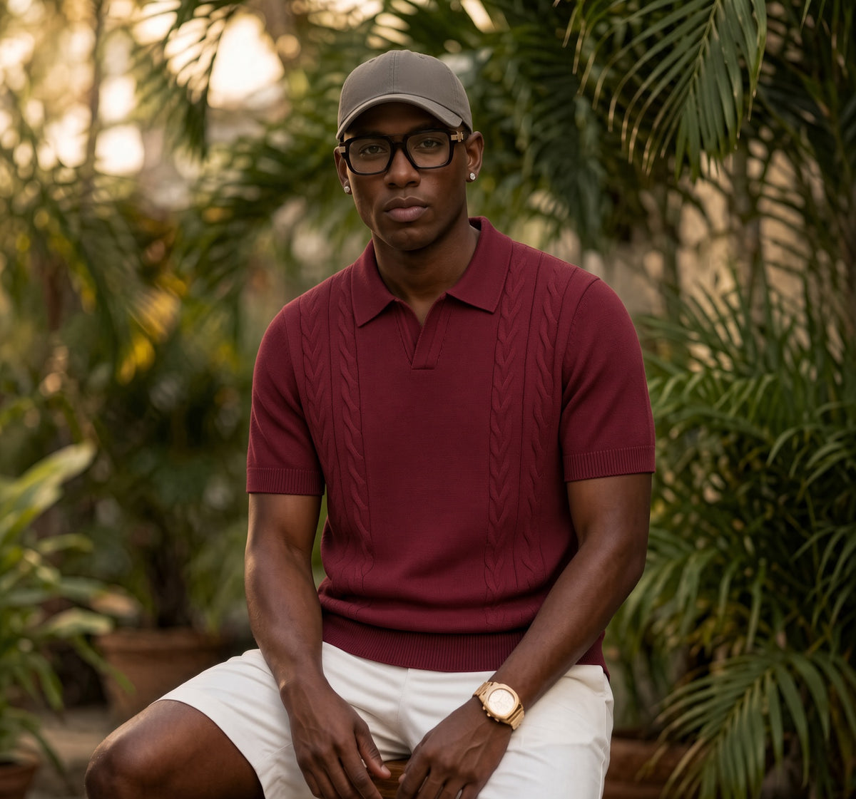 Polo homme manches courtes uni bordeaux avec 4 bandes maillées