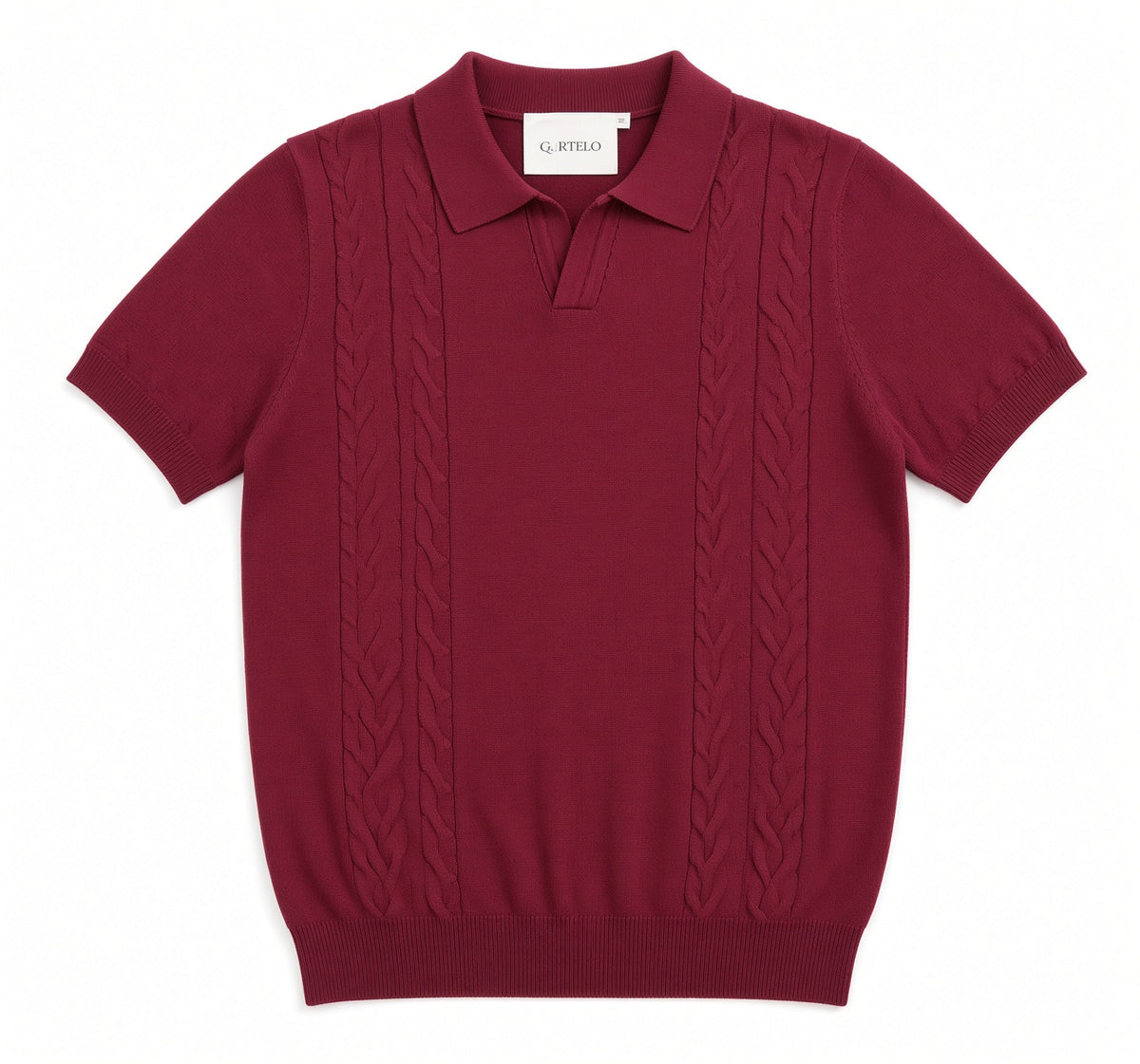 Polo homme manches courtes uni bordeaux avec 4 bandes maillées