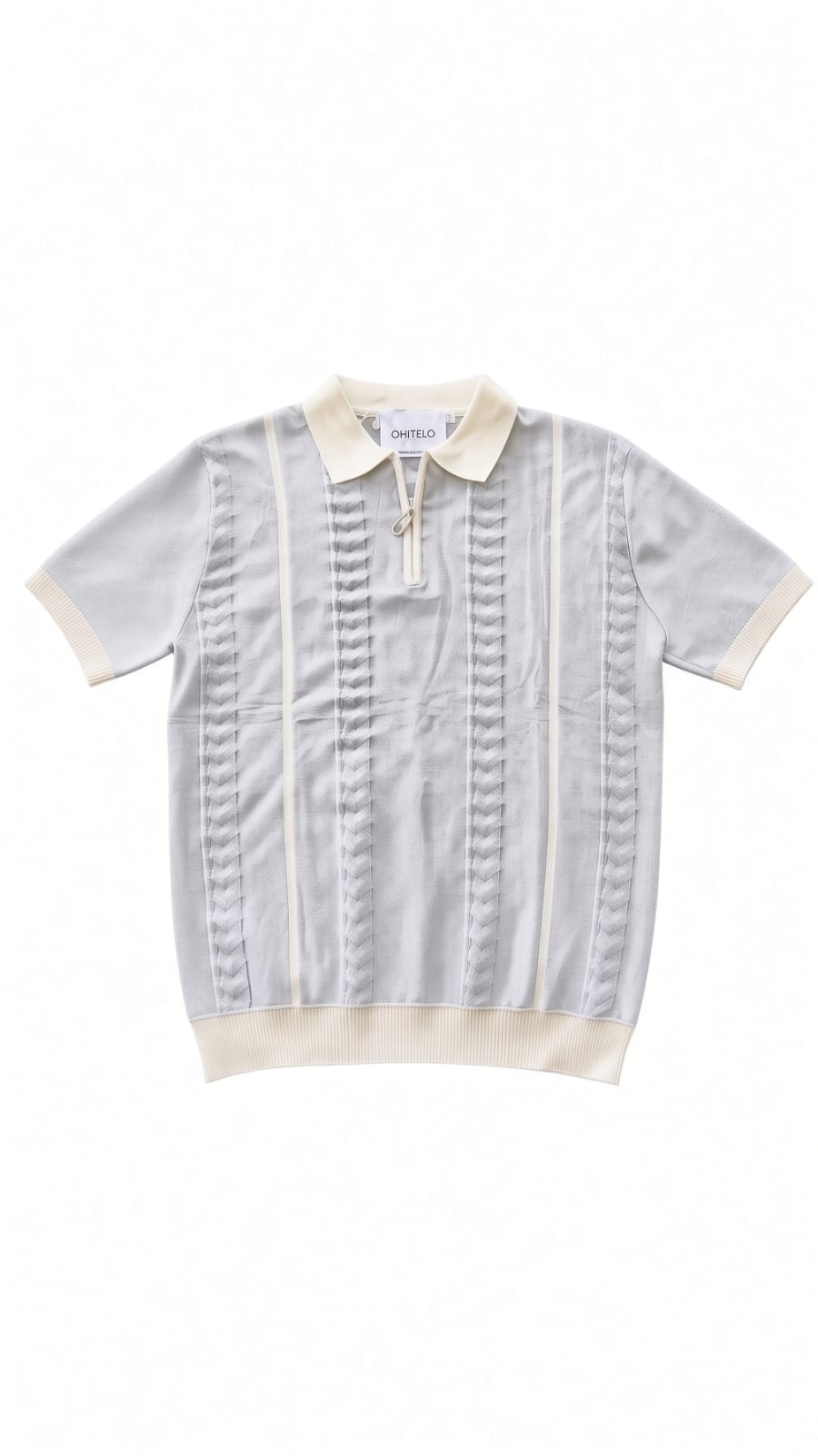 Polo homme manches courtes bicolore gris et blanc