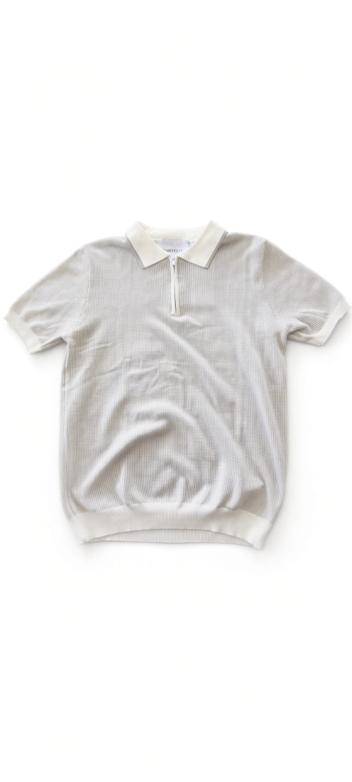 Polo homme manches courtes à petites mailles grises et blanches