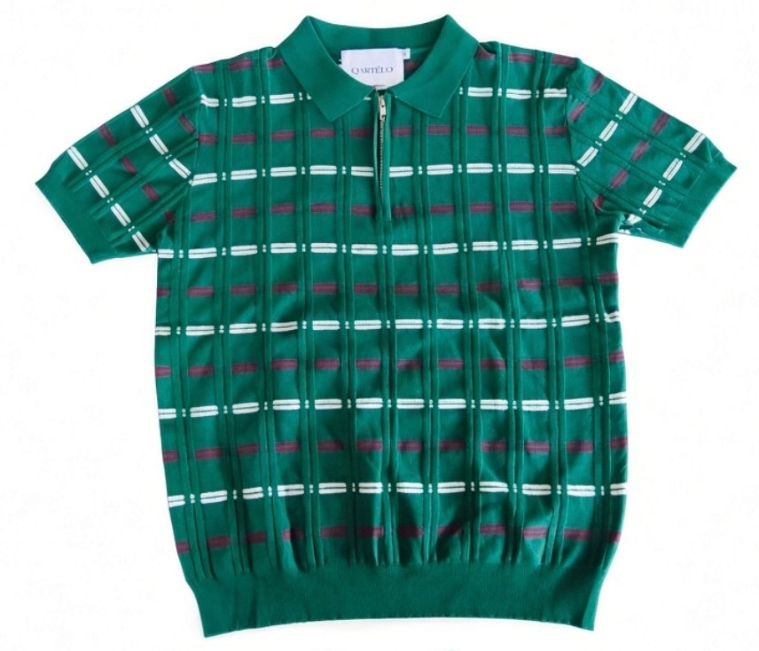 Polo homme tricolore rayé zippé
