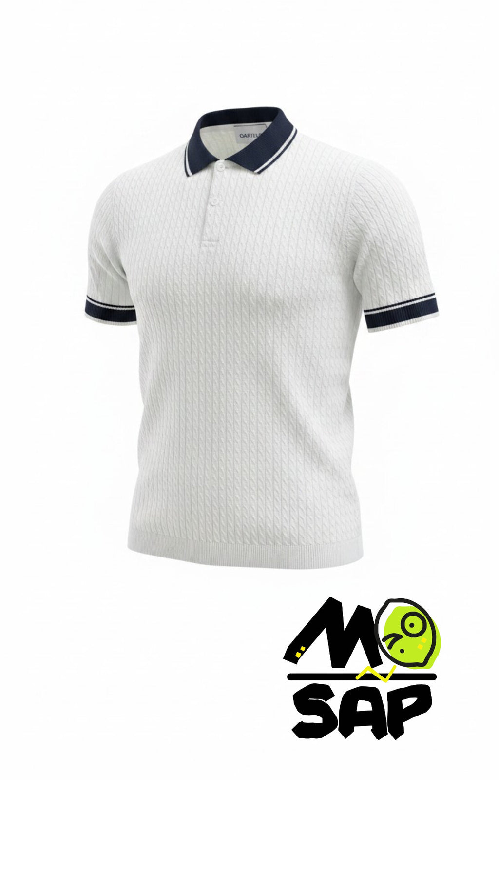 Polo maillé bicolore blanc et noir fashion chic