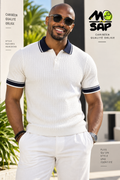Polo maillé bicolore blanc et noir fashion chic